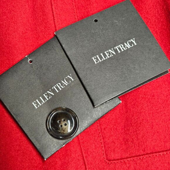 Ellen Tracy Red Coat Womens Size Small Wool Blend Vibrant Career Sophisticated - Picture 9 of 15